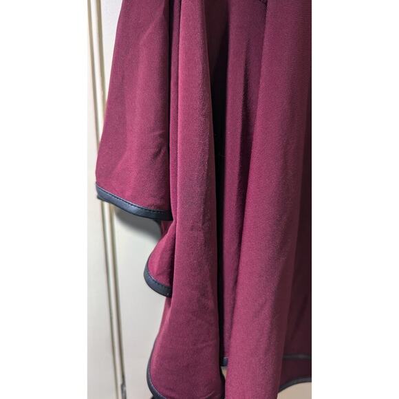 MSK Women Blouse Plus Size 3X Faux Leather Trim Flutter Sleeves Blouson - Picture 10 of 11